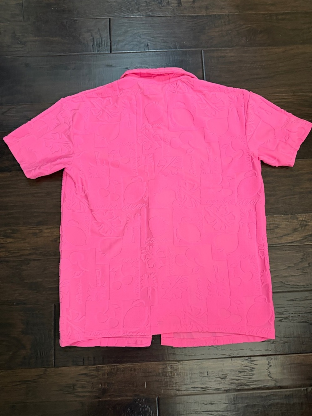 Beach Riot Neon Pink Mabel Embossed Terry Short Sleeve Swim Cover Up Top L - Picture 8 of 12